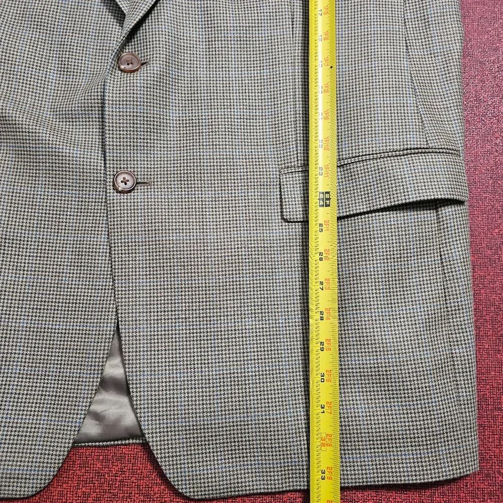 Lauren‎ Ralph Lauren Silk Wool Blazer Jacket 48L Houndstooth Ivy League Luxury